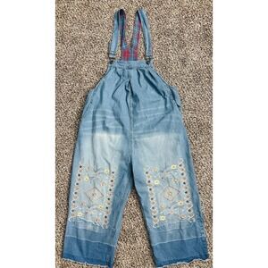 Monthorigin Yes No Overalls Sz L Women's Boho Embroidered Wide Leg Light HH54